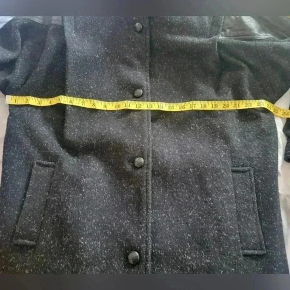 Maggie Lawrence Wool Blend Coat Sz14 Leather Accents 80s y2k oldmoney vintage - Picture 6 of 8